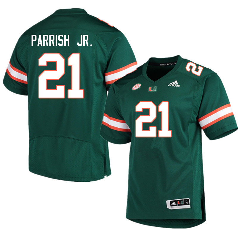 Men #21 Henry Parrish Jr. Miami Hurricanes College Football Jerseys Sale-Green - Click Image to Close